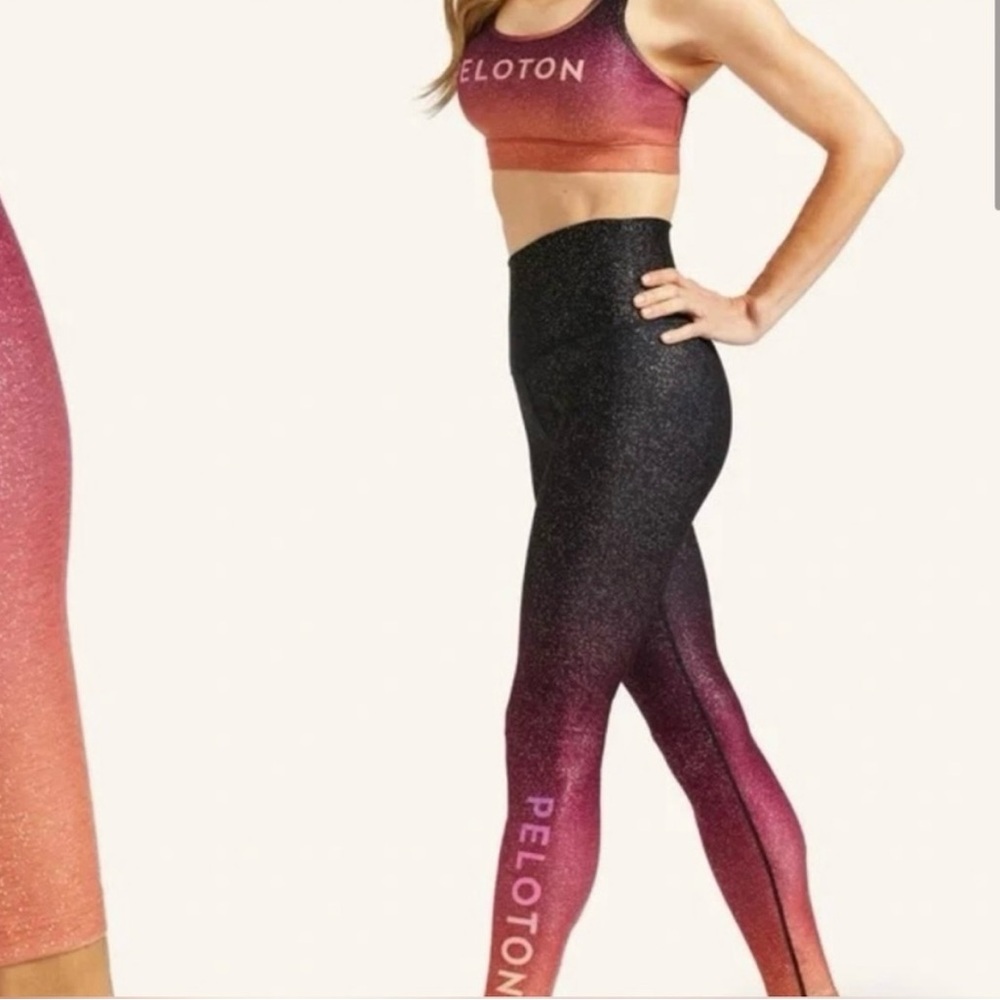 Peloton x WITH sunrise fade sparkle high waist set worn once!